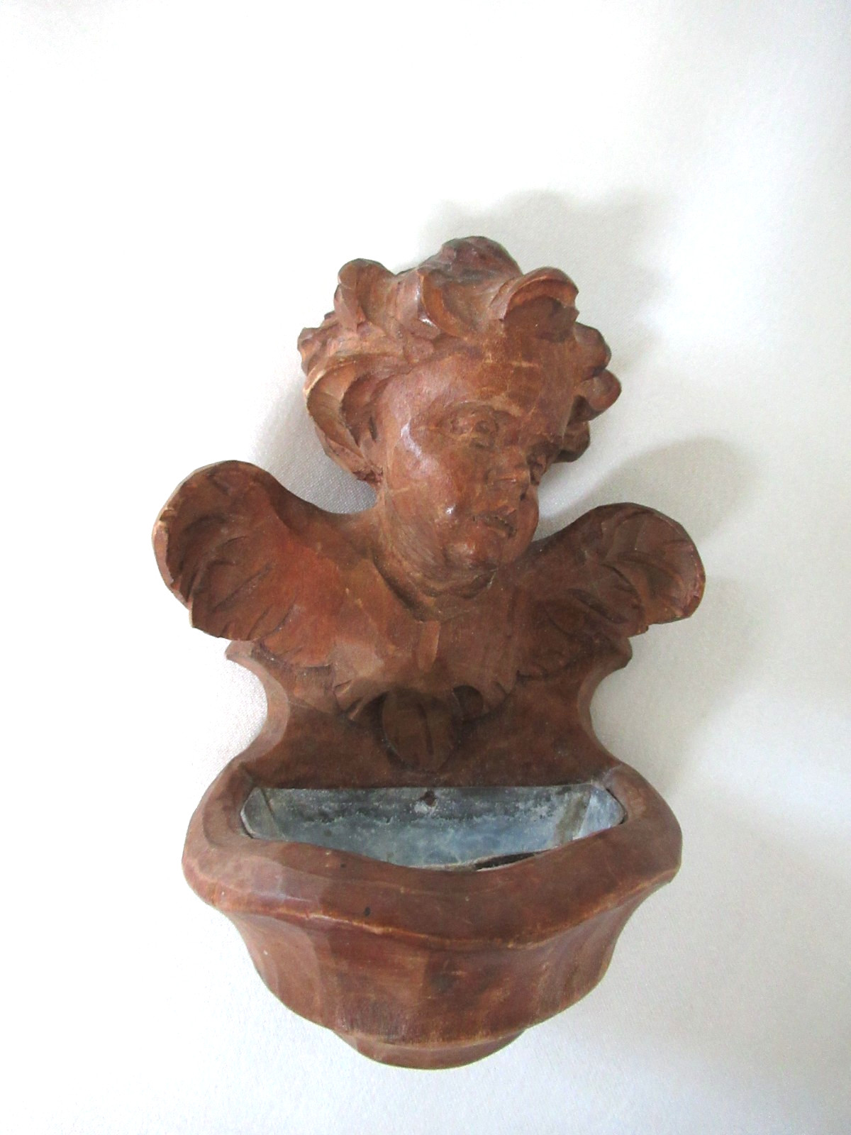 GG LANG SEL ERBEN Germany CARVED WOOD Cherub angel holy water font 5