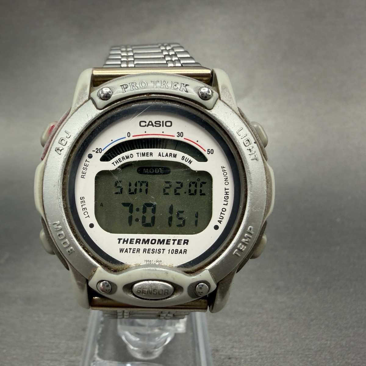Casio Pro Trek PRL-100 Watch Men 39mm Digital Silver Tone
