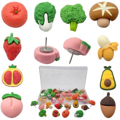 40 Pcs Fruit and Vegetable Push Pins, Cute Resin Food Thumb Tacks for Bulleti...