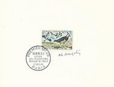 France 1960 N° 1273 Série des Oiseaux 1er jour signé du graveur Mazelin