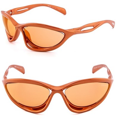 PRADA PRA23S MORPH Metal Orange Mirror Wavy A23 Wrap Fashion Unisex Sunglass A26