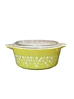 VTG Pyrex Spring Blossom lime green #472 bowl with lid 750ml. READ
