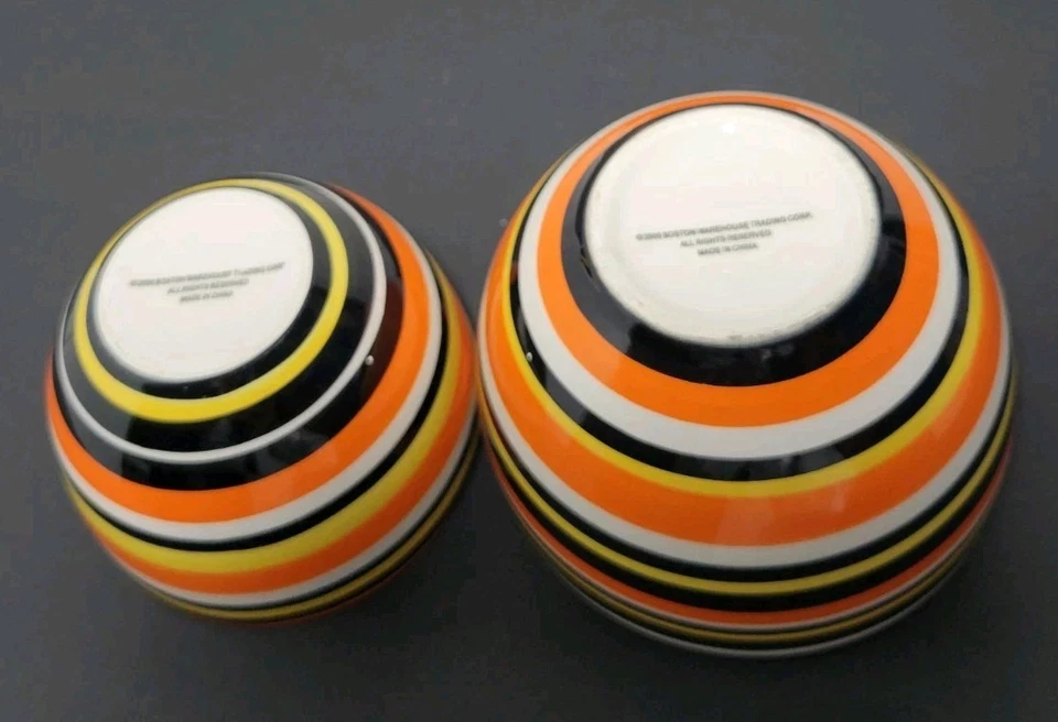 Набор из 2 винтажных гнездовых чаш для Хэллоуина Boston Warehouse Trading Corp 2005 5 дюймов 4 дюйма - Изображение 4 из 4