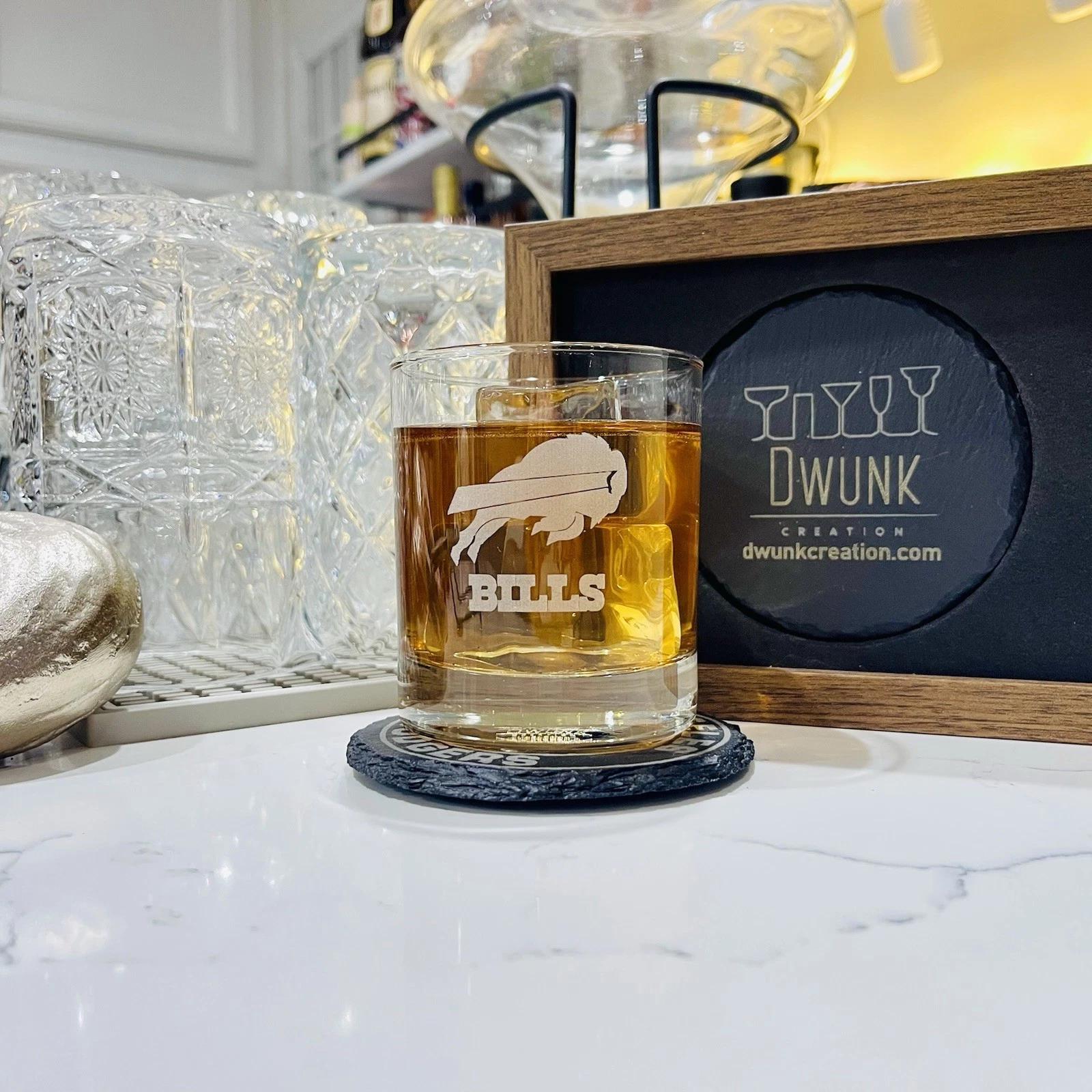 Custom Engraved Buffalo Bills Rocks Glass