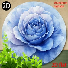 1pc 2D 1pc Round Metal Aluminum Sign- Ethereal Watercolor Rose Art Print, 2D Fla