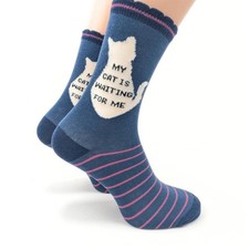My Cat is Waiting for Me Socks - Size 4 - 8, Socks, Cats, Gift