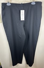 EILEEN FISHER Straight Ankle Pants Women  s L Black 100 WOOL Lightweight Stretch