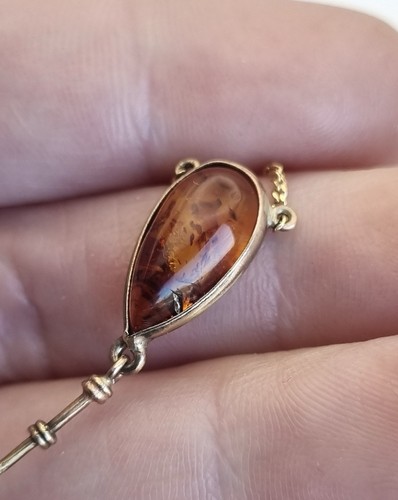 9ct Yellow Gold Hallmarked Amber Necklace Vintage 5.8g Read Description Used - Picture 11 of 17