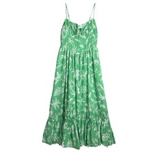 American Eagle Corset Tiered Floral Midi Dress Womens M Green Cotton Preppy Boho