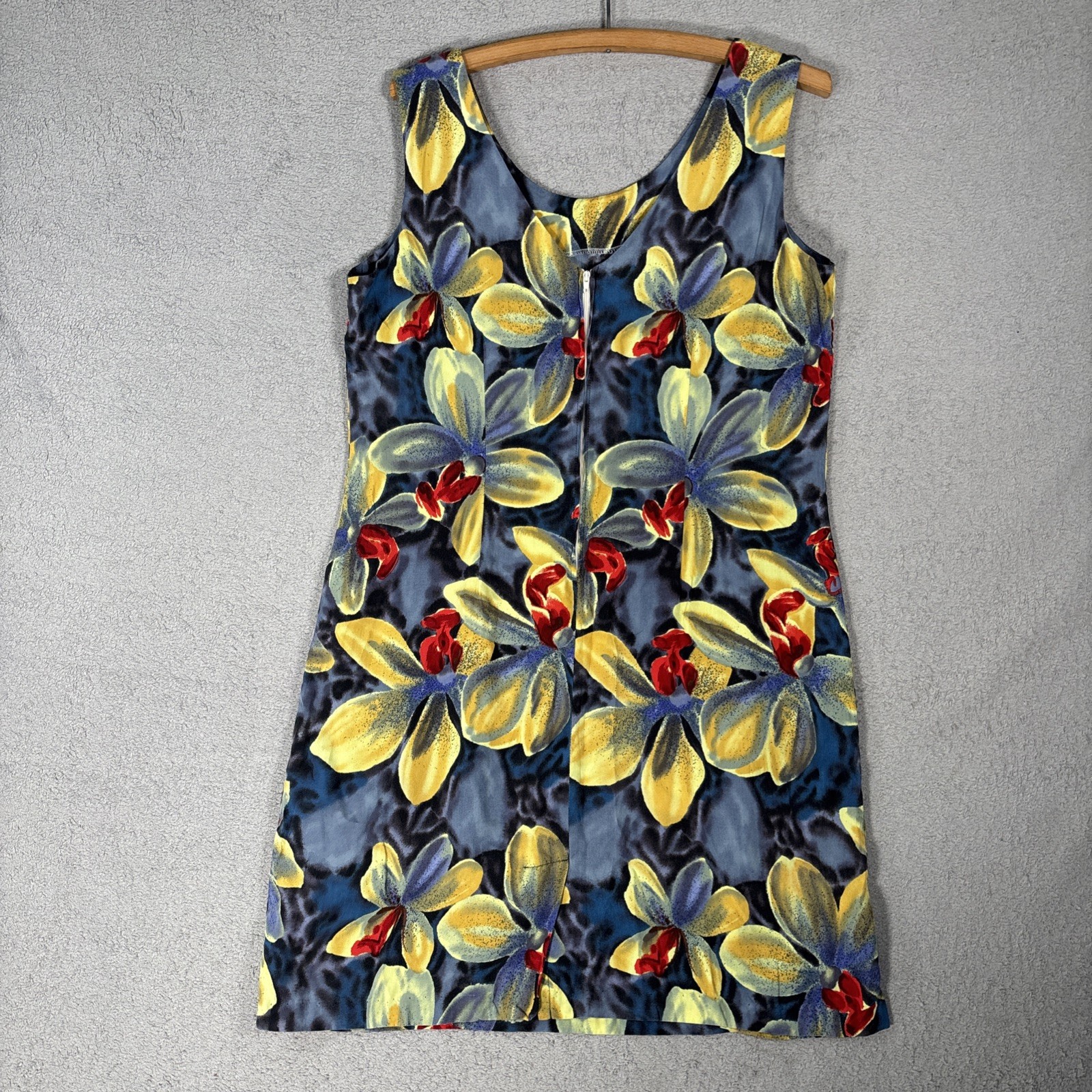 Vintage Paradise Found Hawaiian Mini Dress Women Size L Rayon Floral Aloha Retro