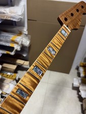 20 fret J BASS guitar neck abalone inlay Roasted flame maple part 34inch Matte