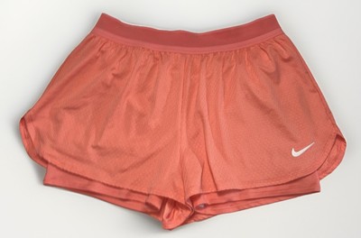 Nike Court Flex Tennis Shorts 2-1 Lined Coral Peach Sz Large CI9378