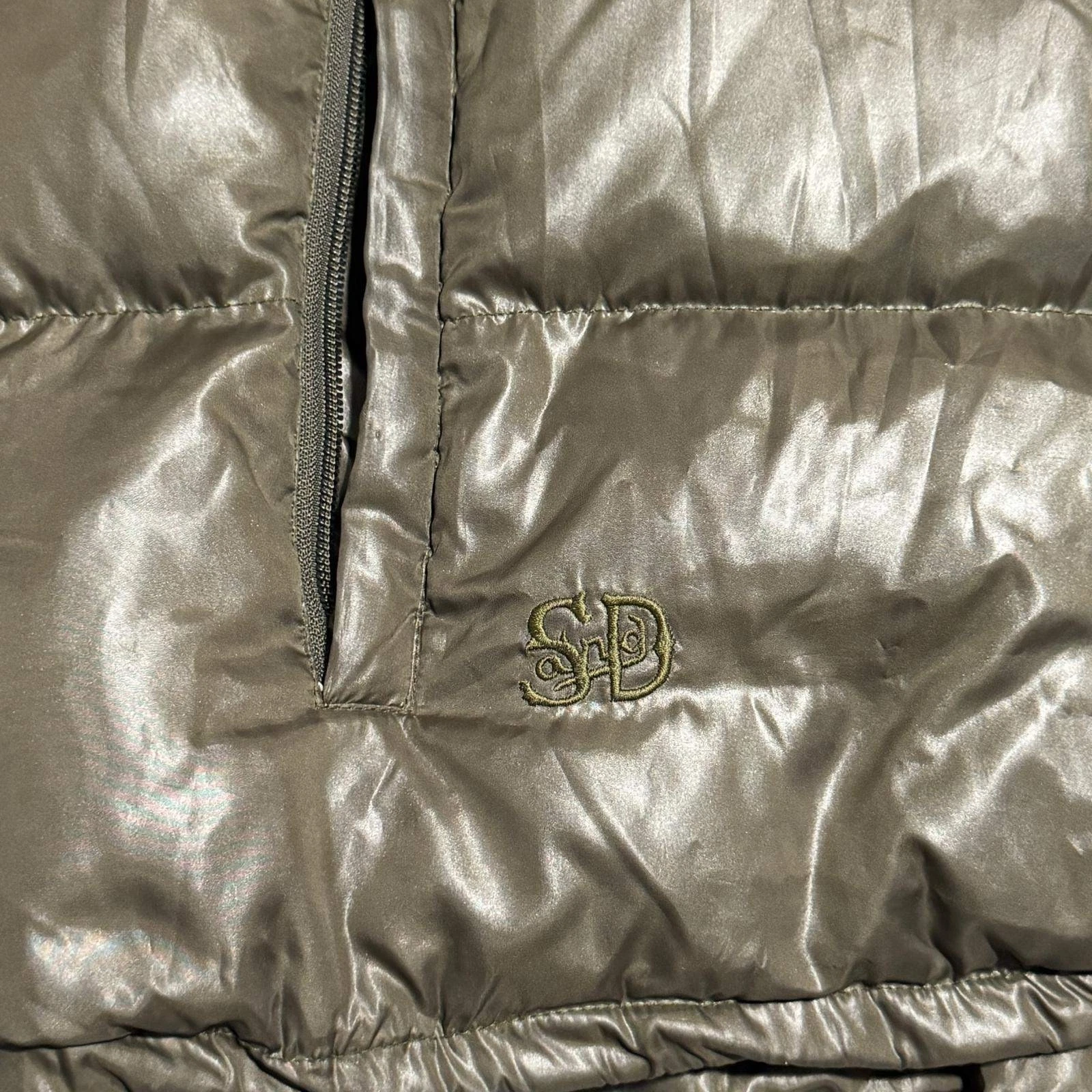 Stall & Dean Mens 5XL Puffer Vest Olive Green Orange Goose Down Big Tall Vests image 11
