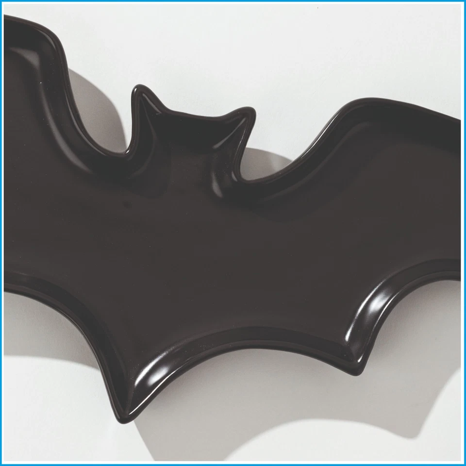 Pottery Barn Bat Shaped Stoneware Platter Halloween New - Image 4 of 4