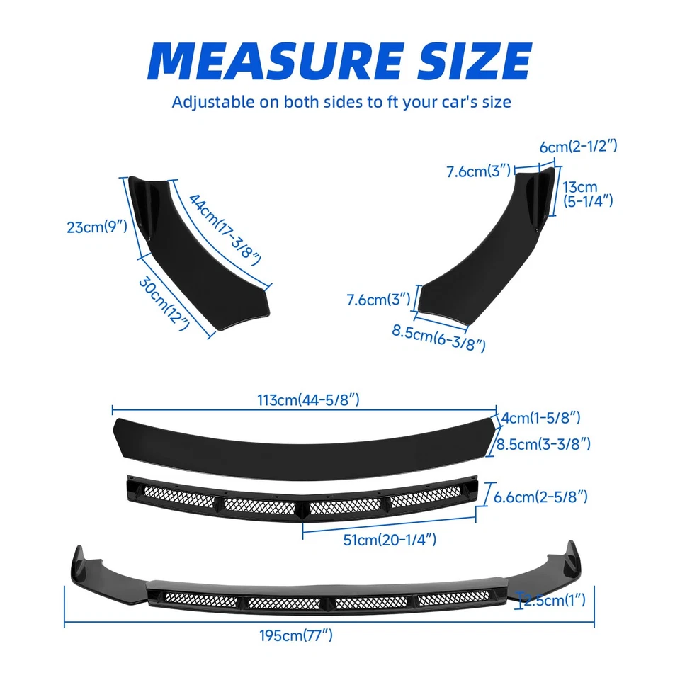 Gloss Black Front Bumper Lip Splitter Spoiler Body Kit For Vauxhall Astra VXR - Image 3 of 4