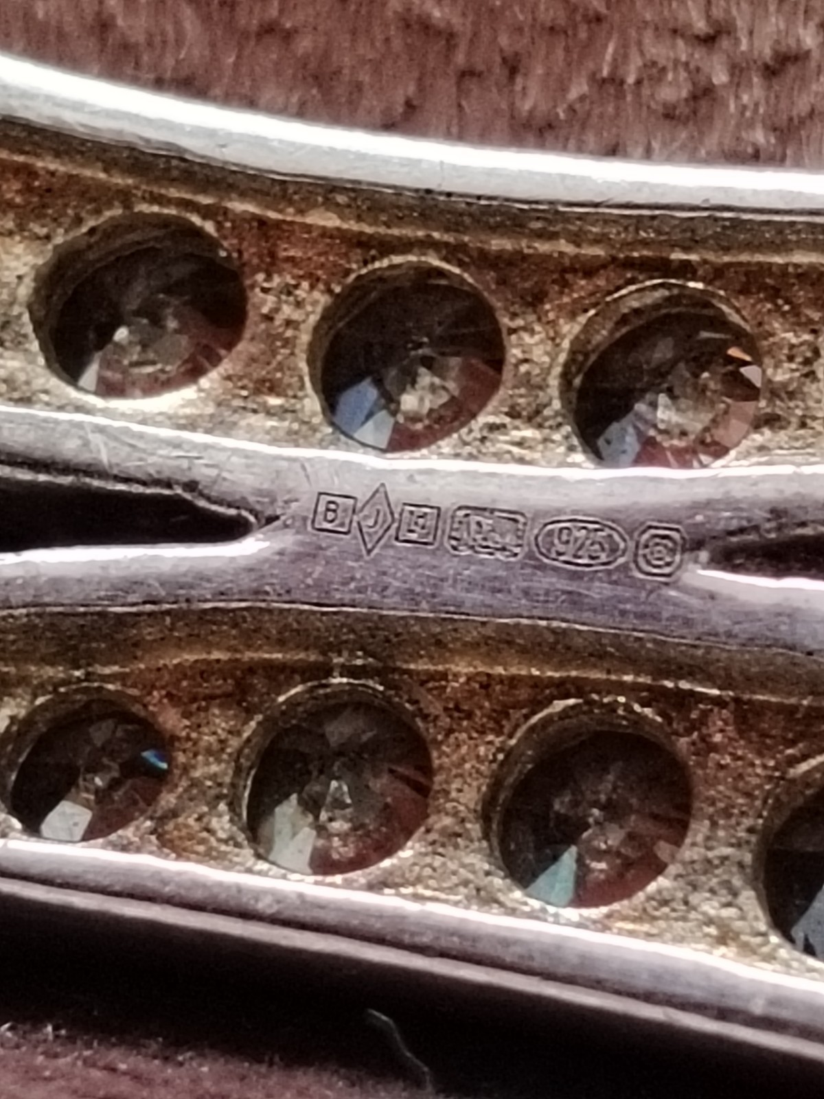 Bj LD 925 Solid Sterling Silver Bangle Bracelet w… - image 4