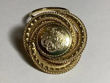 VINTAGE FANCY SWIRL DESIGN SCARF CLIP GOLDTONE