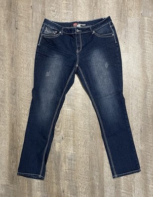 Vtg KISS Therapy Jeans 806M Western Rhinestone Pockets Straight Leg Pants Y2K 16