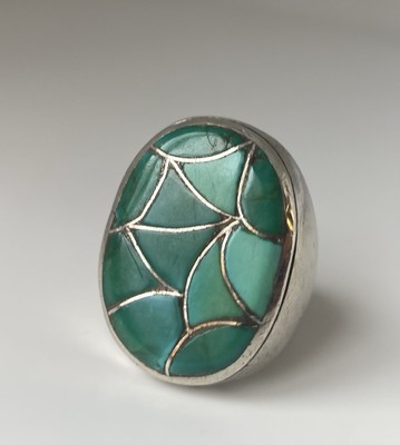 Native Zuni ELB Edison & Laurenda Bobelu Sterling Silver Turquoise Ring ￼￼