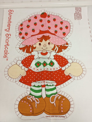 VTG 1980 20'' Strawberry Shortcake Pillow Doll Uncut Fabric Panel NOS Cottagecore