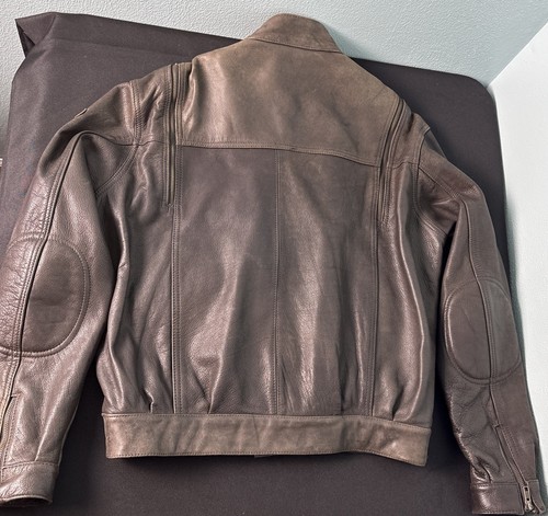 Hein Gericke Heavy Leather Jacket Brown Removable Vest 44 Moto Cafe Racer *READ* - Picture 17 of 19