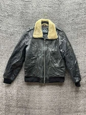 Moose Knuckles Toba Leather Shearling Collar Bomber Jacket Black Mens Size XL