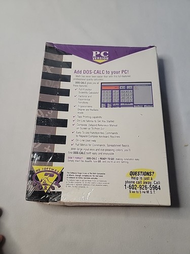 Vintage 1994 Dos-Calc Calculator Software Forge PC Version New Sealed NOS - Picture 2 of 6