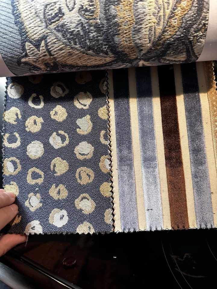 Libro de muestra de tela de tapicería azul pasatiempos pasatiempos artesanía diario manualidades Foto 3 de 4