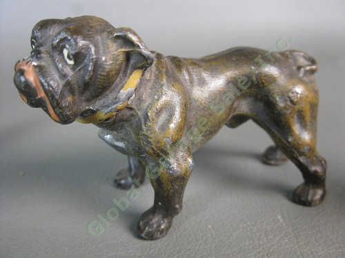 4 antiche statuine cane dipinte a freddo Bulldog Great Dane Collie Pointer Figure senza prezzo di riserva - Foto 7 di 13