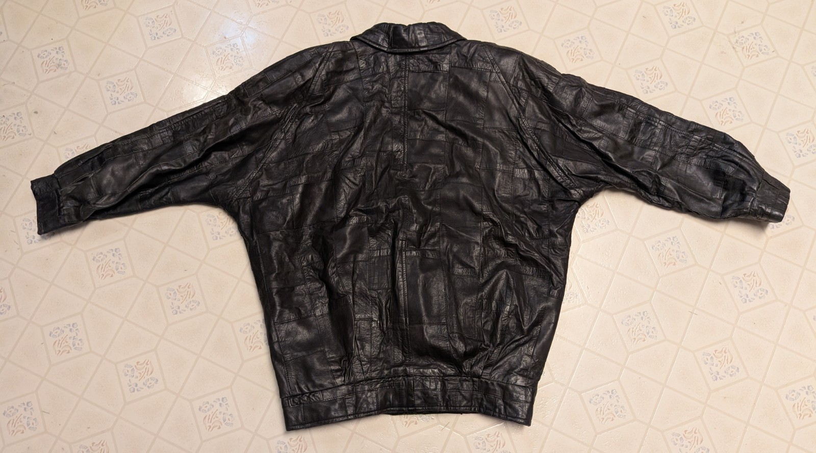 Women's Small Black Patchwork Leather Jacket Made… - image 2