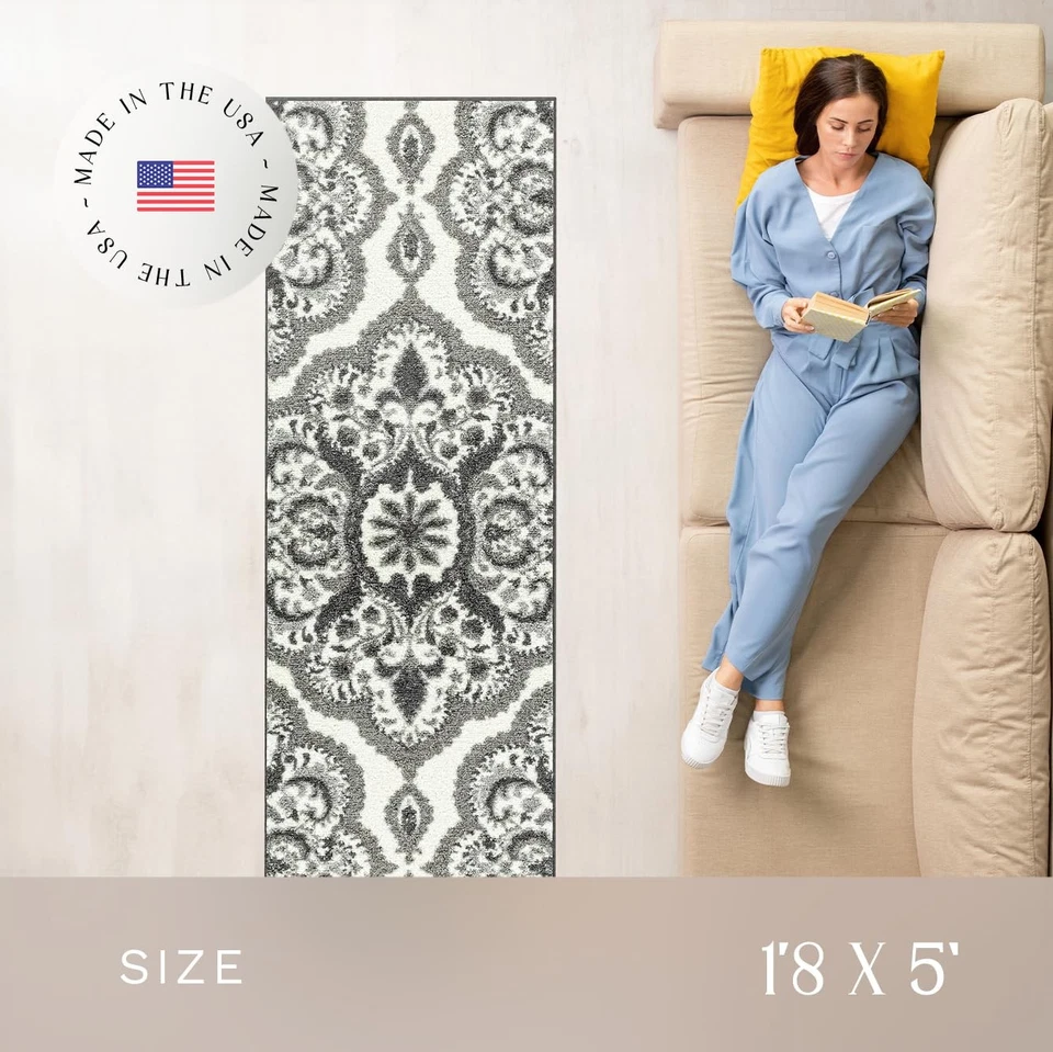 Vivian Medallion Runner Rug - Made in USA - Washable, Non Slip, Indoor Carpet... - Image 3 of 4