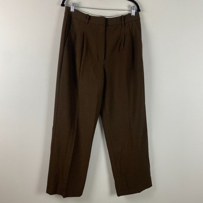 Wilfred Aritzia The Effortless Pants Womens 12 High Rise Wide Leg Pants Brown