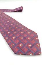 🇺🇲 Mark Shale Mens Red Geometric Silk Tie Made In Italy 58x3 7/8 