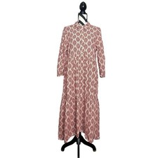 Zara Boho Geometric 100% Cotton Sz XXL Tiered Midi Dress