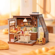 Rolife Baking Kitchen Dollhouse DIY Miniature DollHouse LED Kids Toy Xmas Gifts