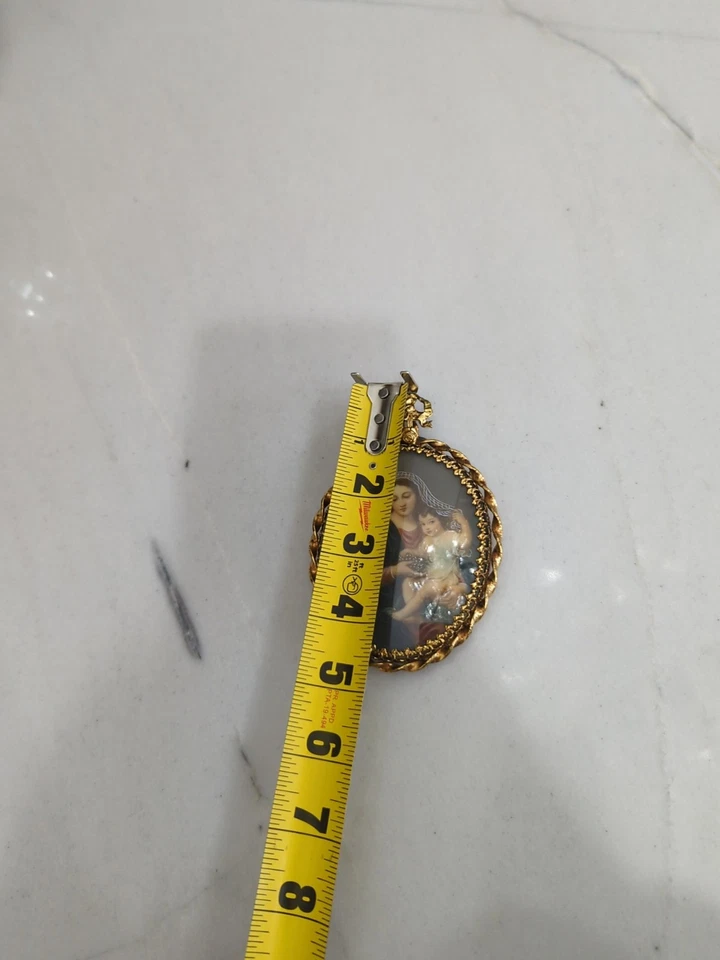 Antiguo marco dorado ornamentado Madonna & Child miniatura retrato arco impresión imagen Foto 3 de 4