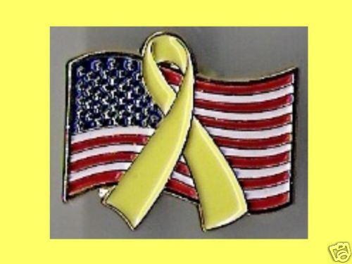 American Flag with Yellow Ribbon Patriotic Pin St | eBay