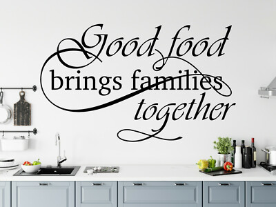 Gutes Essen bringt Familien zusammen Wandbild Zitat Satz individueller Aufkleber Sticker 012