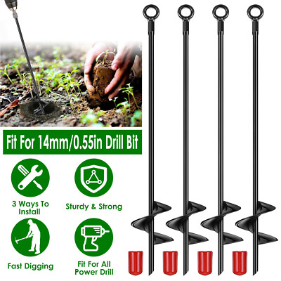 4PC 18inch Heavy Duty Ground Anchor Stakes Earth Auger Helix Tie Down Tent Stake