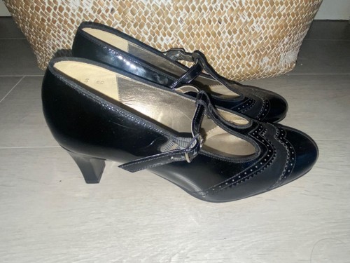 Zapatos de tacón EQUITY charol negro talla UK 5 EU 38 40s 50s estilo vintage Mary Jane - Imagen 11 de 12