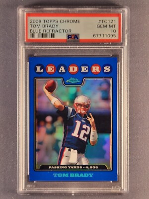 2008 Topps Chrome #TC121 Tom Brady Blue Refractor SSP Rare 2008 Topps Chrome #TC121 Tom Brady Blue Refractor SSP Rare