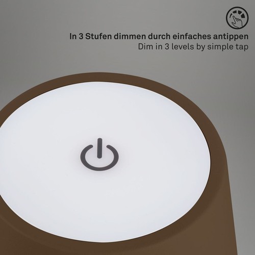 Cordless LED Table Lamp Rechargeable IP44 Dimmable Adjustable Height Brown Gold - Picture 6 of 9