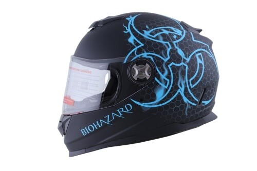 Integralhelm Helm Kinderhelm Motorradhelm Crosshelm Motocross Bio Hazard teal - Bild 2 von 5