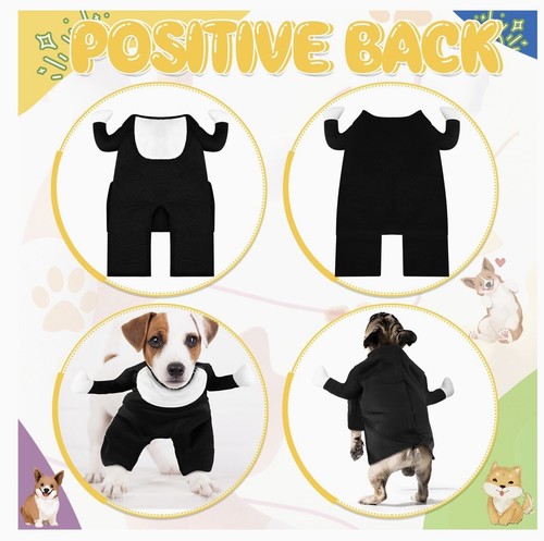 2pc Dog Costume Cat With Hat Costume Ear Headband Black Tshirt Dog Dress Up - Picture 3 of 6