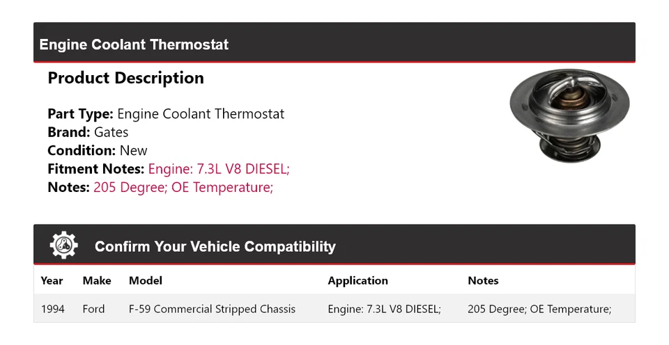 Portões termostato líquido refrigerante motor chassi despojado comercial Ford F-59 1994 - Imagem 2 de 4