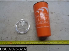 QTY=38 (Missing 1 Lid) Orange Travel Tumblers with Clear Slide Lids