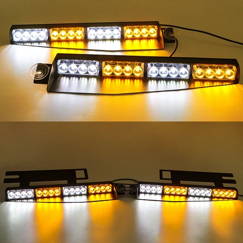 2X LED Visor Windshield Strobe Light Bar Emergency Warning Hazard Light 12-24V - Picture 2 of 11