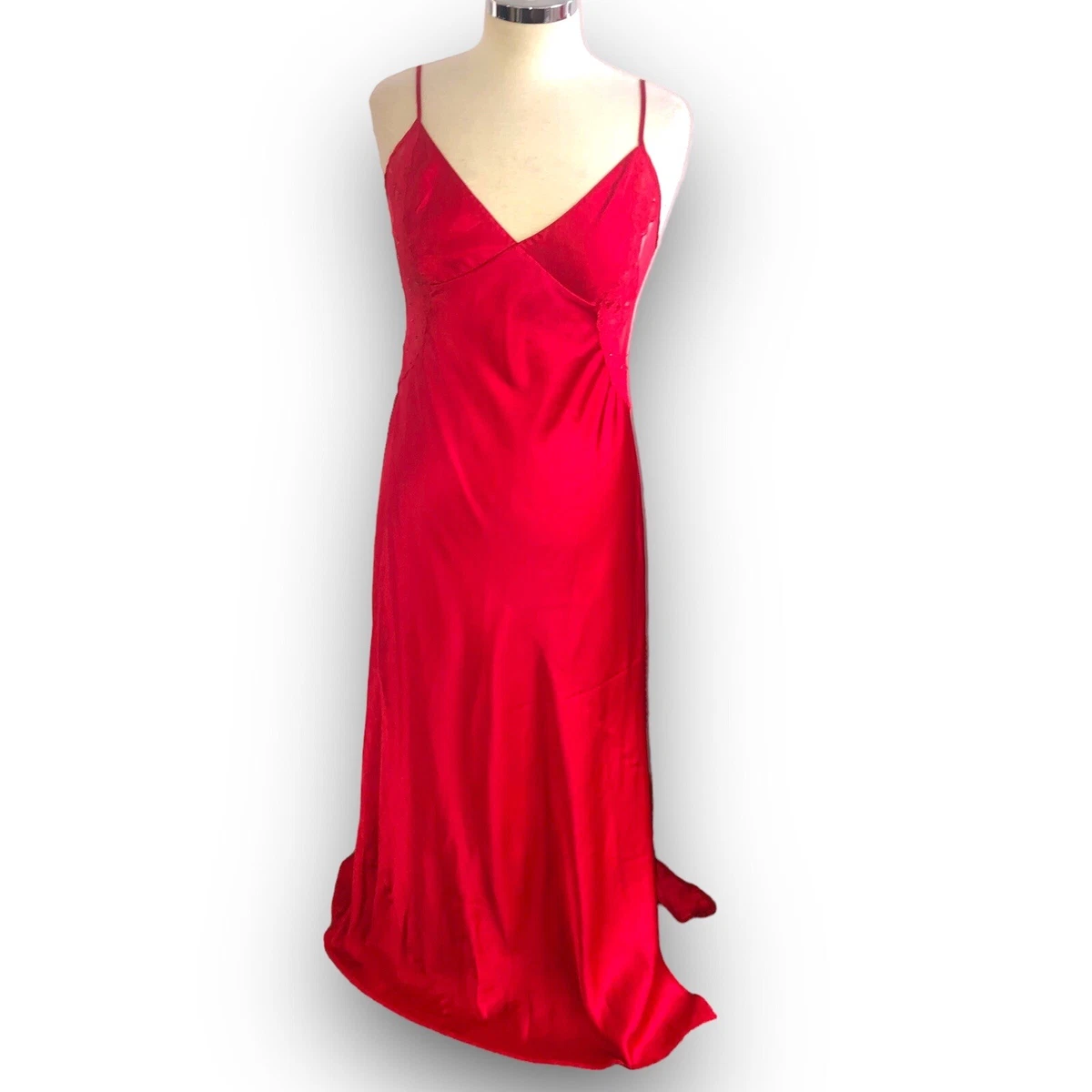 Red satin maxi slip dress 2025