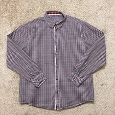 Old Navy Button Up Shirt Mens Large Red/Blue/White Plaid Long Sleeve