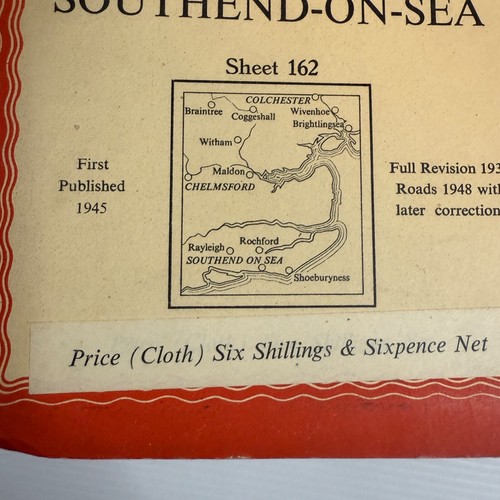 Vintage One Inch Ordnance Survey Map Sheet 162 Southend-On-Sea 1948 Cloth - Picture 5 of 5